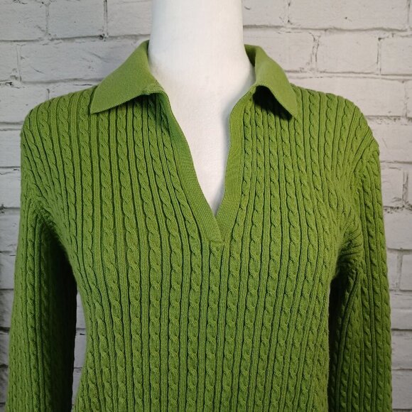 WOMENS JONES NEW YORK SIGNATURE VNECK SWEATER, 3/4 SLEEVE, PERIDOT GREEN, SIZE L - Picture 2 of 7
